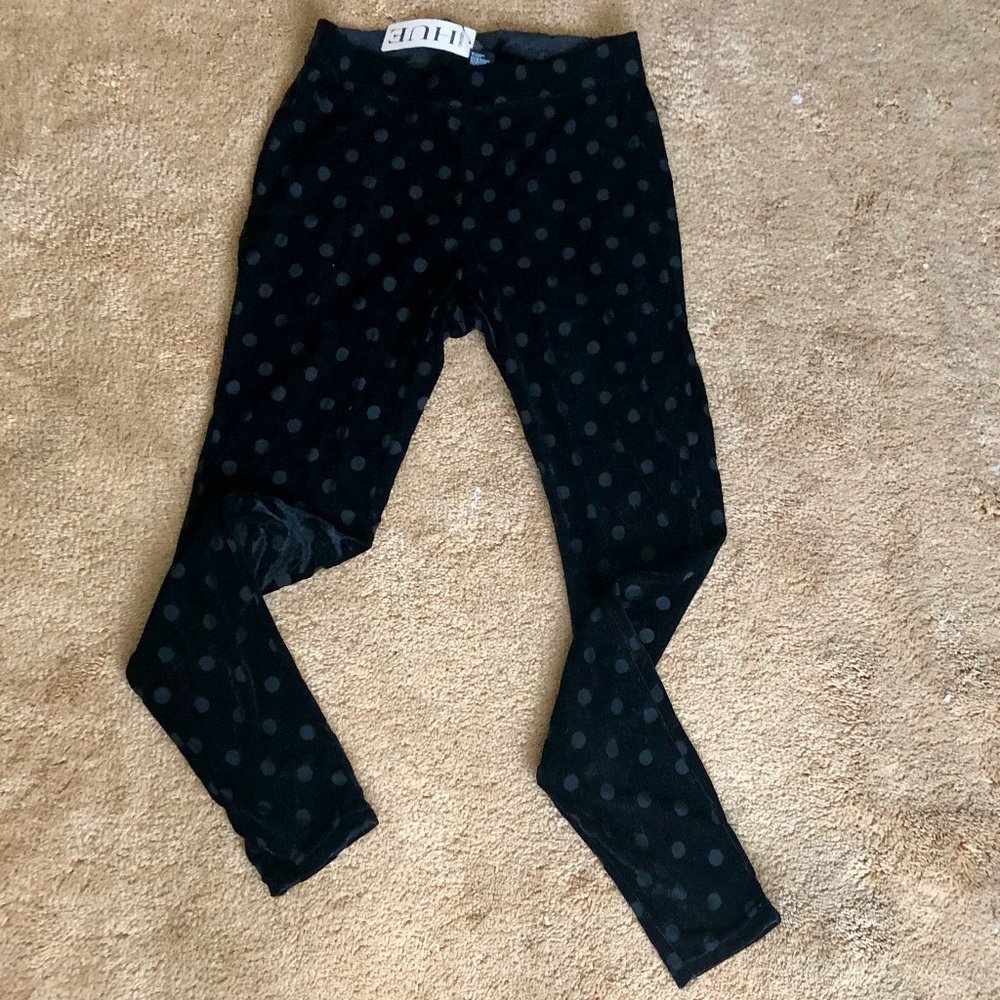 Hue Polka Dot Black Leggings Sz M